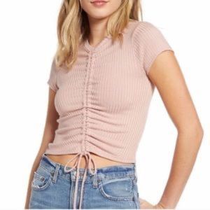 Reformation Renee Blush Drawstring Crop Top